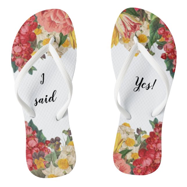 I said yes! Flip flops with painted floral design (Footbed)
