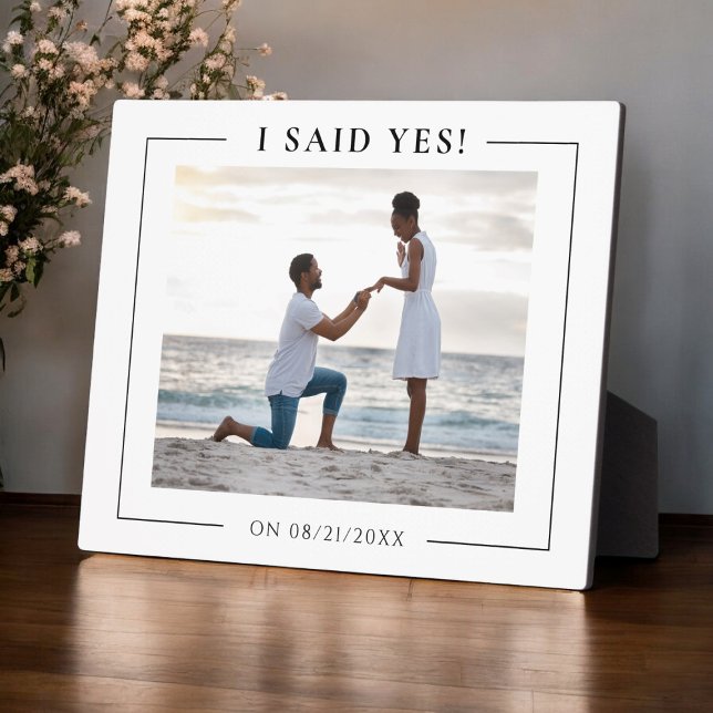 I SAID YES! Modern  photo engagement keepsake  Plaque (i said yes , modern engagement photo plaque , special keepsake to tresure forever. )