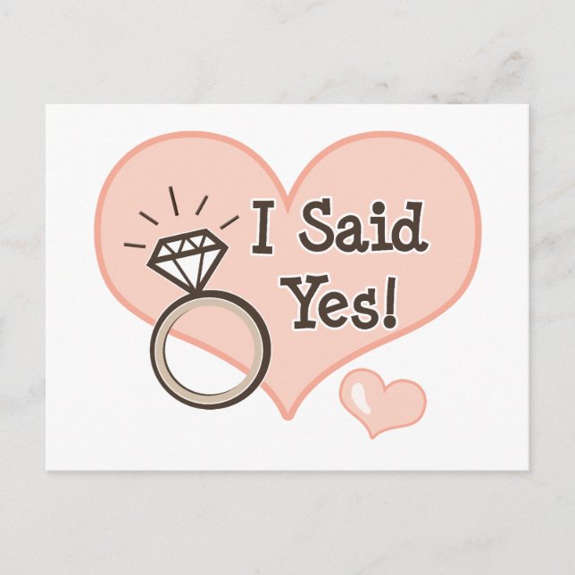 I Said Yes Wedding Announcement Postcard (Front)