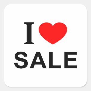 I ❤️ SALE I LOVE SALE I HEART SALE SQUARE STICKER