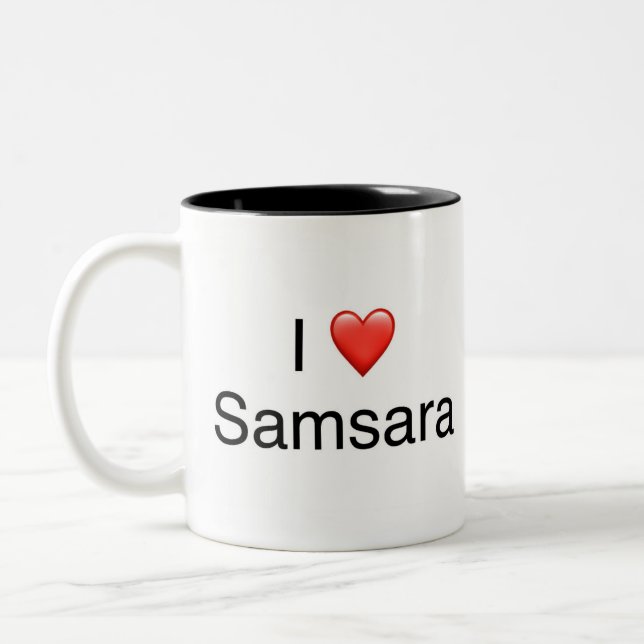 I ❤️ samsara --  Two-Tone coffee mug (Left)