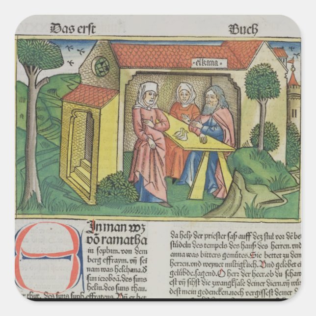 I Samuel 1:8 Elkanah comforts Hannah, from the 'Nu Square Sticker (Front)