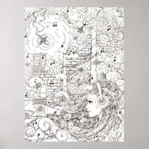 I sat by the Ocean - illustration Poster