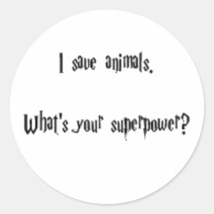 I Save Animals Classic Round Sticker