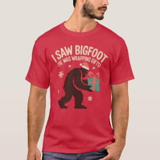 I Saw Bigfoot (He Was Wrapping Gifts), Xmas Humour T-Shirt