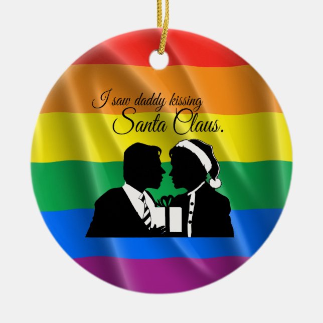 I SAW DADDY KISSING SANTA CLAUS -.png Ceramic Tree Decoration (Front)