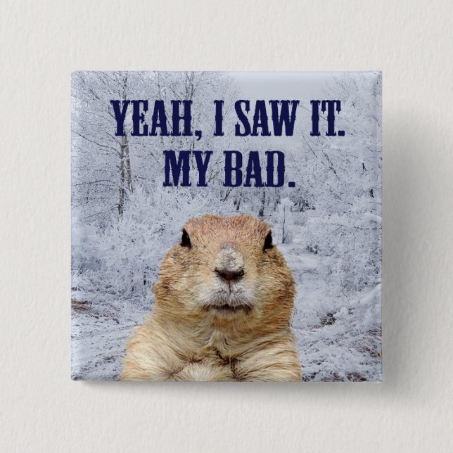 I Saw It Groundhog Day 15 Cm Square Badge (Front)