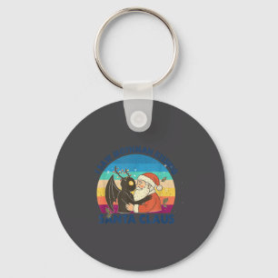 I Saw Mothman Kissing Santa Claus Funny Christmas Key Ring