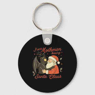I Saw Mothman Kissing Santa Funny Christmas Santa Key Ring