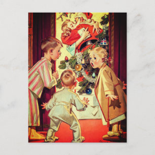I Saw Mummy Kissing Santa Claus Vintage Holiday Postcard