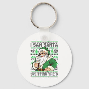 I Saw Santa Splitting The G, Santa Beer Drinking C Key Ring