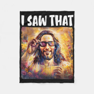 I Saw That Funny Jesus Meme Easter Christian Jesus Fleece Blanket