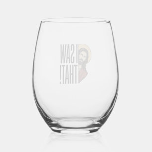 I Saw That Funny Religious Peek Graphic Design_1 Stemless Wine Glass