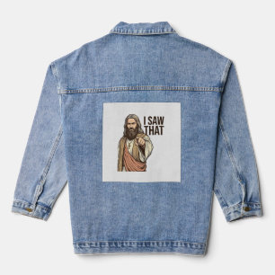 I Saw That Religious Pointing Vintage Engraving Sh Denim Jacket