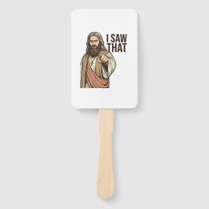 I Saw That Religious Pointing Vintage Engraving Sh Hand Fan