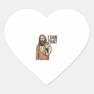 I Saw That Religious Pointing Vintage Engraving Sh Heart Sticker