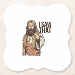 I Saw That Religious Pointing Vintage Engraving Sh Paper Coaster