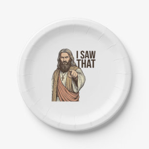 I Saw That Religious Pointing Vintage Engraving Sh Paper Plate