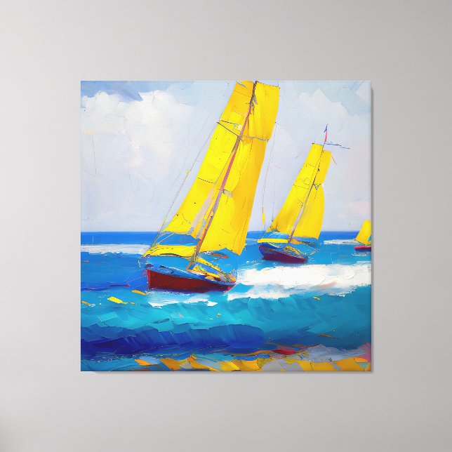 "I saw three boats" Seascape Canvas Print (Front)