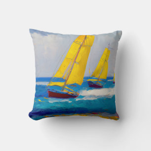 "I saw three boats" Seascape Cushion
