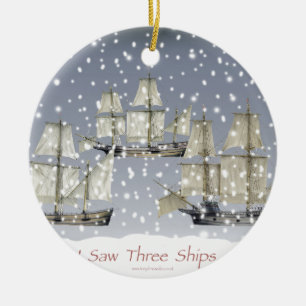 i saw three ships ceramic tree decoration