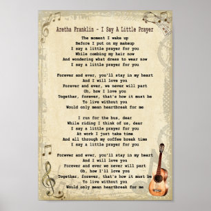 I Say A Little Prayer Song Lyric Wall Art Print