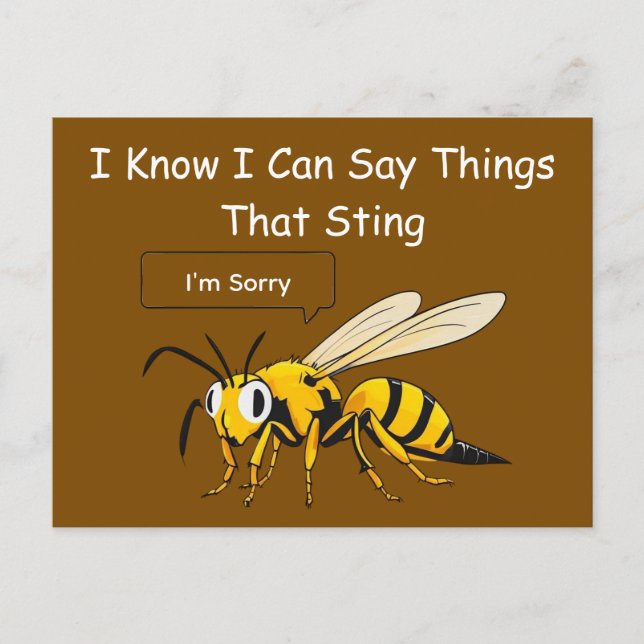 I Say Things That Sting Funny Wasp Apology Postcard (Front)