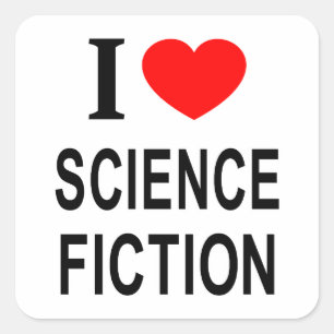 I ❤️ SCIENCE FICTION I LOVE SCIENCE FICTION I HEAR SQUARE STICKER