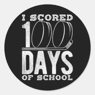 I Scored 100 Days Of School Hockey Classic Round Sticker