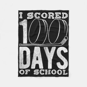I Scored 100 Days Of School Hockey Fleece Blanket