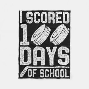 I Scored 100 Days Of School Hockey Student Teacher Fleece Blanket