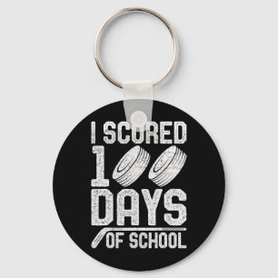 I Scored 100 Days Of School Hockey Student Teacher Key Ring