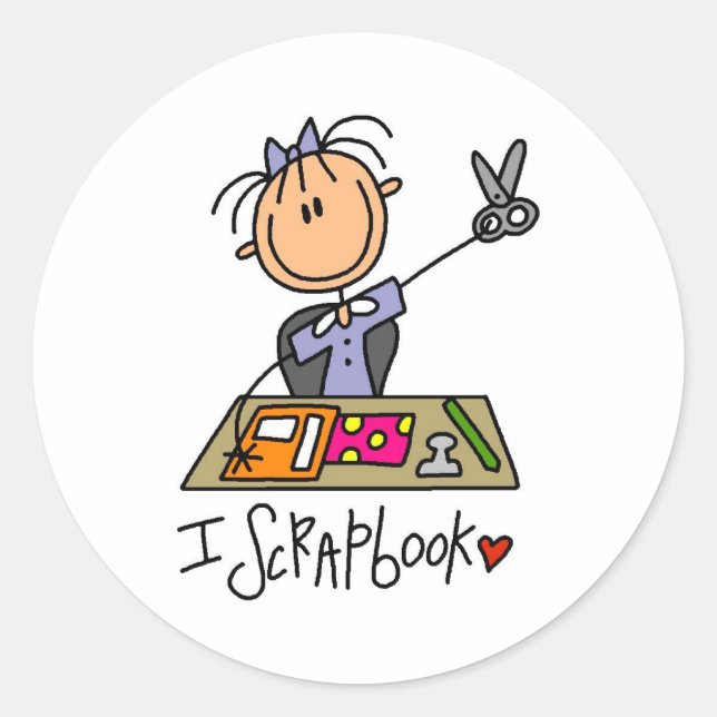 I Scrapbook Classic Round Sticker (Front)