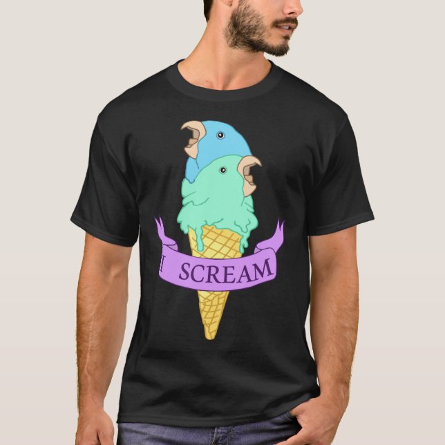 I scream Blue Parrotlet Ice cream Turquoise parrot T-Shirt (Front)
