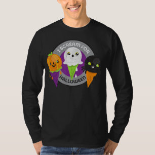 I Scream for Halloween Pumpkin Spider Ghost T-Shirt