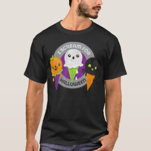 I Scream for Halloween Pumpkin Spider Ghost T-Shirt