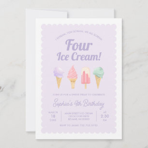 I Scream FOUR Ice Cream Birthday Invitation