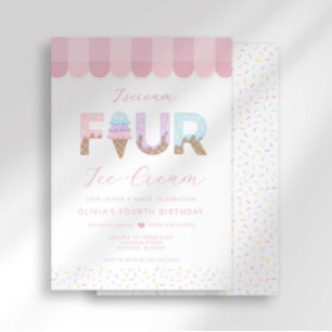 I Scream Four Ice Cream Birthday Invitation