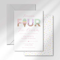 I Scream Four Ice Cream Birthday Party Invitation