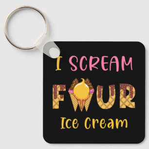 I Scream Four Ice Cream Kids Boy Girl 4th Birthday Key Ring