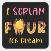 I Scream Four Ice Cream Kids Boy Girl 4th Birthday