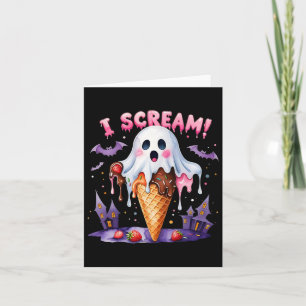 I Scream Ghost Ice Cream Halloween Cute Funny Art Card