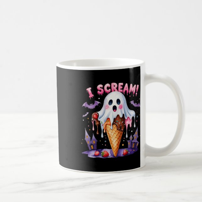 I Scream Ghost Ice Cream Halloween Cute Funny Art  Coffee Mug (Right)