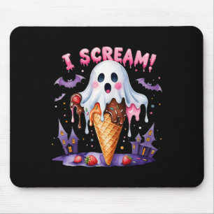 I Scream Ghost Ice Cream Halloween Cute Funny Art Mouse Mat
