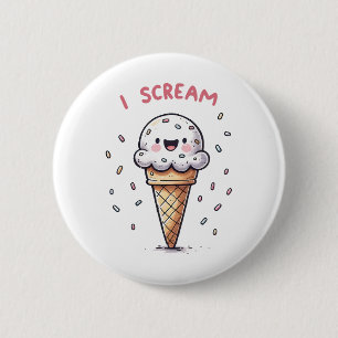 I Scream Ice Cream Cone with Sprinkles 6 Cm Round Badge
