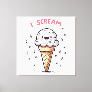 I Scream Ice Cream Cone with Sprinkles Canvas Print