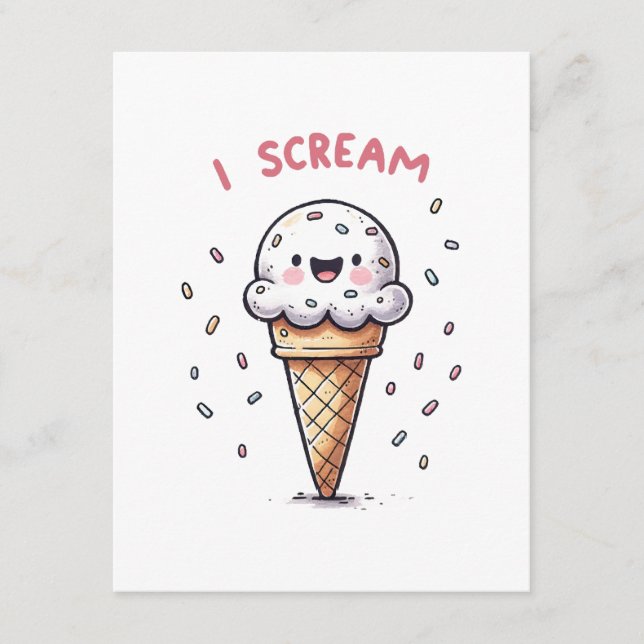 I Scream Ice Cream Cone with Sprinkles Enclosure Card (Front)