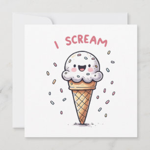I Scream Ice Cream Cone with Sprinkles Invitation