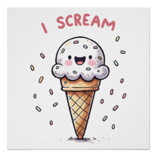 I Scream Ice Cream Cone with Sprinkles Poster
