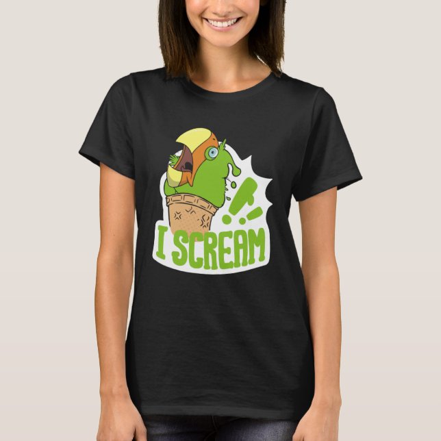 I Scream Ice Cream Parrot Screaming for Cockatiels T-Shirt (Front)